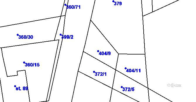 Parcela st. 404/9 v KÚ Sovolusky u Přelouče, Katastrální mapa