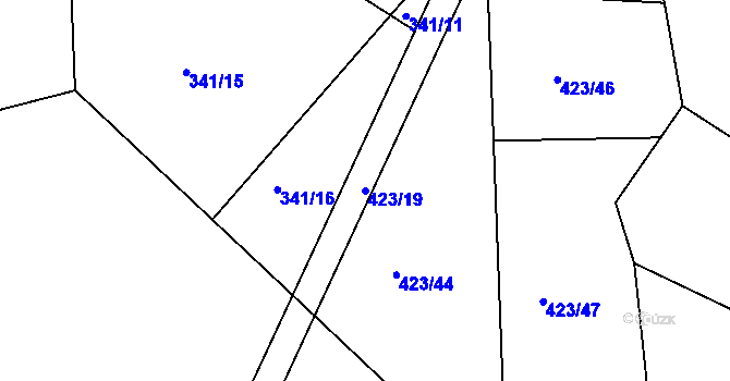 Parcela st. 423/19 v KÚ Sovolusky u Přelouče, Katastrální mapa