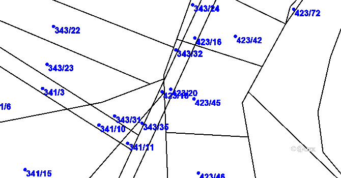 Parcela st. 423/20 v KÚ Sovolusky u Přelouče, Katastrální mapa