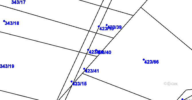 Parcela st. 423/40 v KÚ Sovolusky u Přelouče, Katastrální mapa