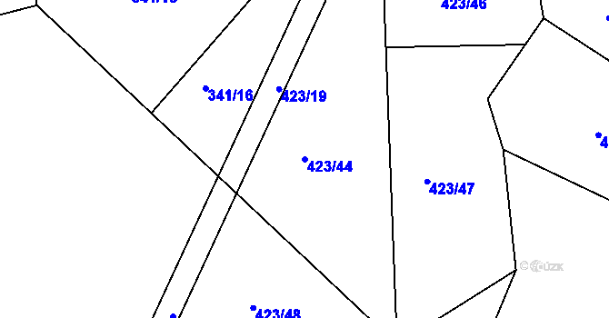 Parcela st. 423/44 v KÚ Sovolusky u Přelouče, Katastrální mapa