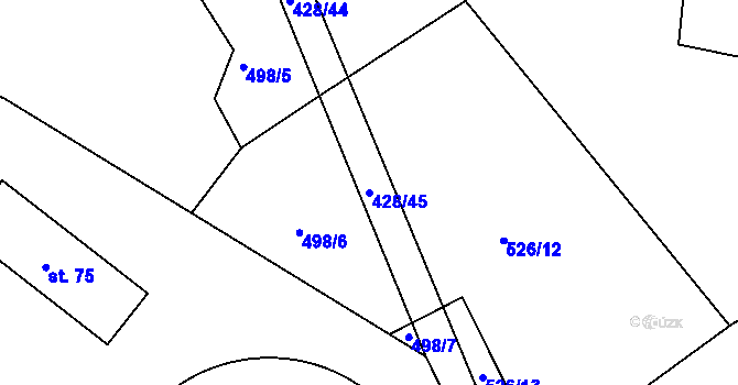 Parcela st. 428/45 v KÚ Sovolusky u Přelouče, Katastrální mapa