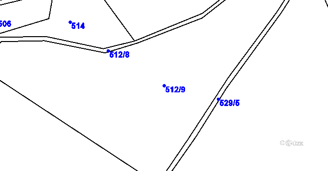 Parcela st. 512/9 v KÚ Sovolusky u Přelouče, Katastrální mapa
