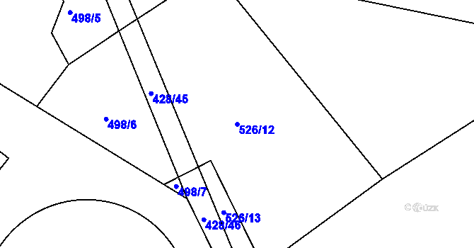 Parcela st. 526/12 v KÚ Sovolusky u Přelouče, Katastrální mapa