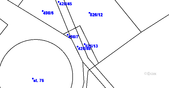Parcela st. 526/13 v KÚ Sovolusky u Přelouče, Katastrální mapa