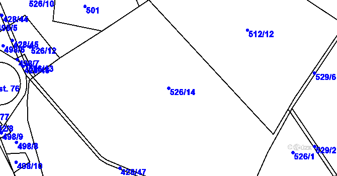 Parcela st. 526/14 v KÚ Sovolusky u Přelouče, Katastrální mapa