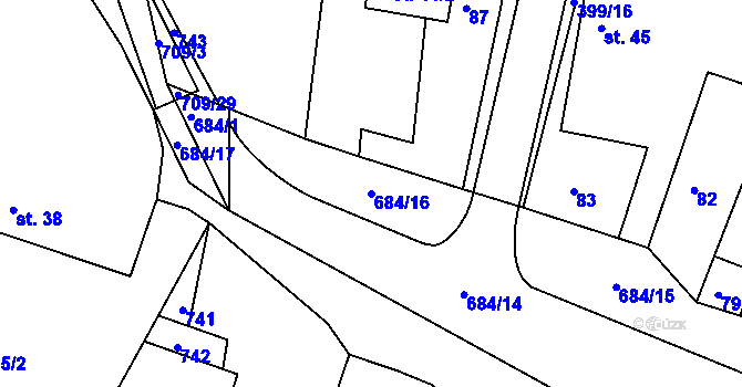 Parcela st. 684/16 v KÚ Sovolusky u Přelouče, Katastrální mapa