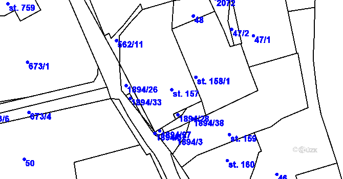 Parcela st. 157 v KÚ Spálené Poříčí, Katastrální mapa
