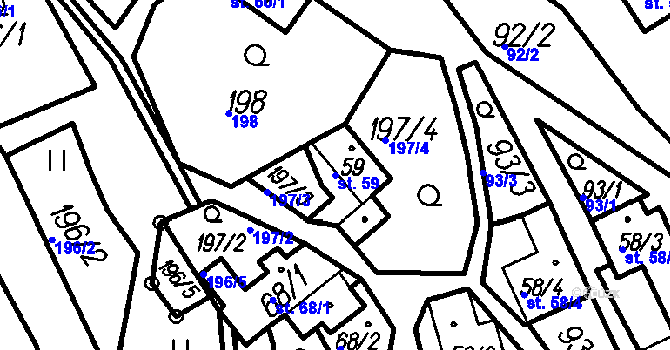 Parcela st. 59 v KÚ Spálov, Katastrální mapa