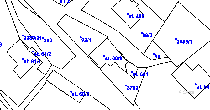 Parcela st. 60/2 v KÚ Spálov, Katastrální mapa
