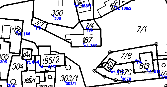 Parcela st. 167 v KÚ Spálov, Katastrální mapa