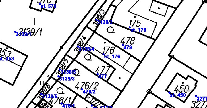 Parcela st. 176 v KÚ Spálov, Katastrální mapa