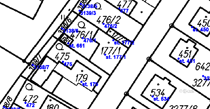 Parcela st. 177/1 v KÚ Spálov, Katastrální mapa