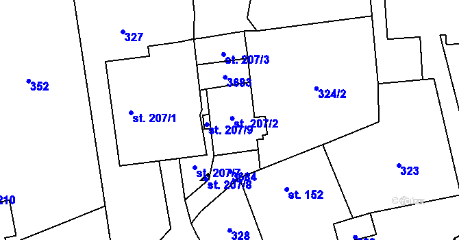 Parcela st. 207/2 v KÚ Spálov, Katastrální mapa