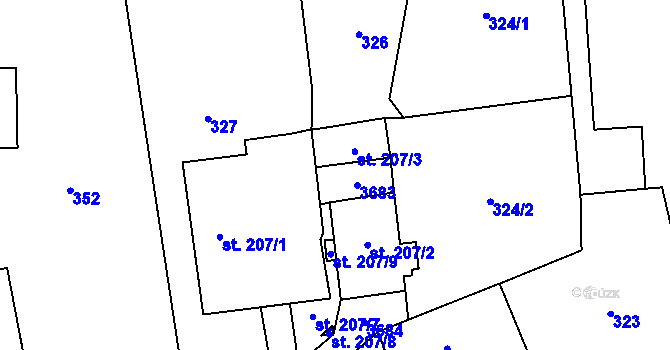 Parcela st. 207/5 v KÚ Spálov, Katastrální mapa
