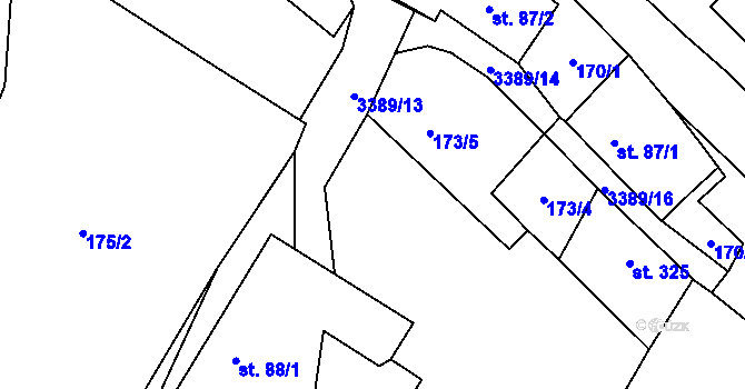 Parcela st. 173/2 v KÚ Spálov, Katastrální mapa