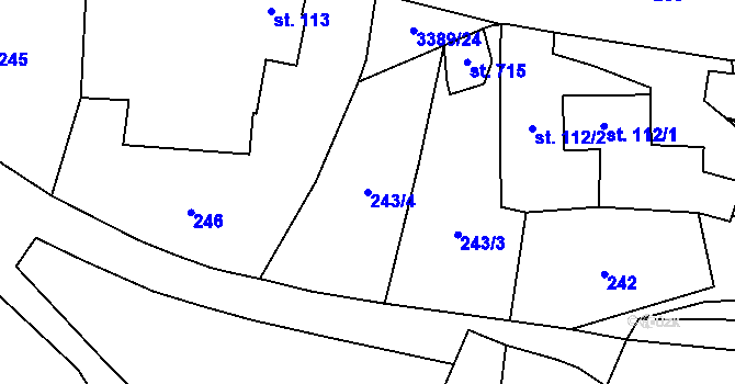 Parcela st. 243/4 v KÚ Spálov, Katastrální mapa