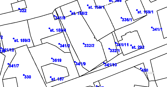 Parcela st. 332/2 v KÚ Spálov, Katastrální mapa
