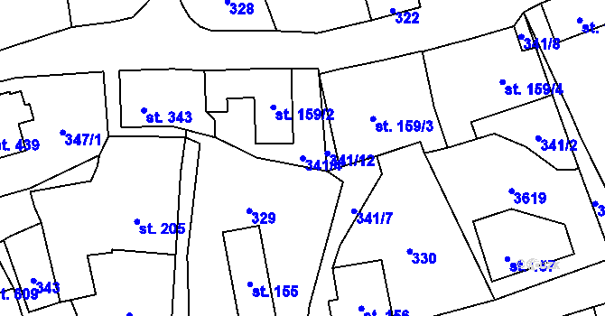 Parcela st. 341/4 v KÚ Spálov, Katastrální mapa