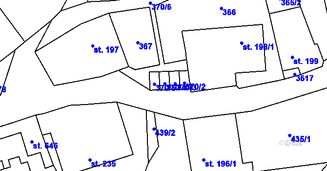Parcela st. 370/3 v KÚ Spálov, Katastrální mapa