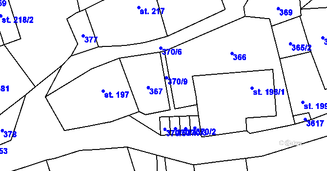 Parcela st. 370/7 v KÚ Spálov, Katastrální mapa