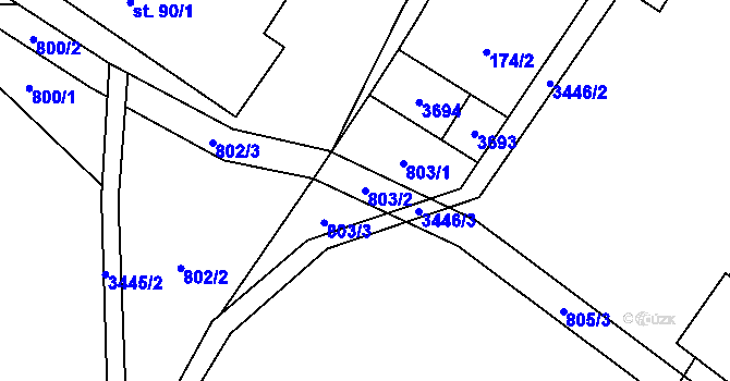 Parcela st. 803/2 v KÚ Spálov, Katastrální mapa