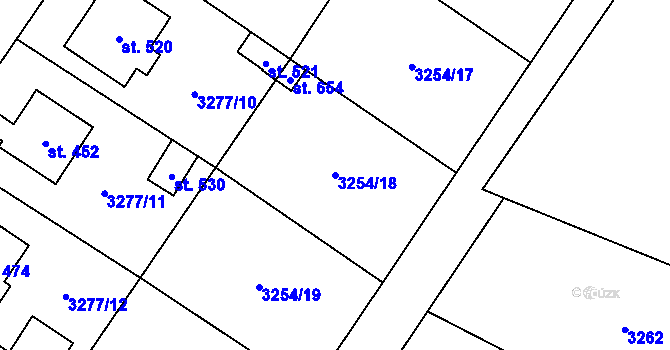 Parcela st. 3254/18 v KÚ Spálov, Katastrální mapa