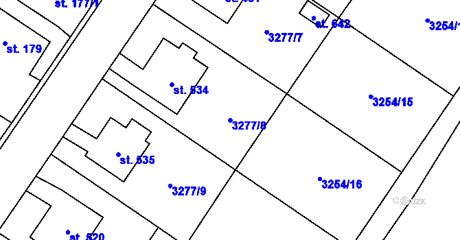 Parcela st. 3277/8 v KÚ Spálov, Katastrální mapa