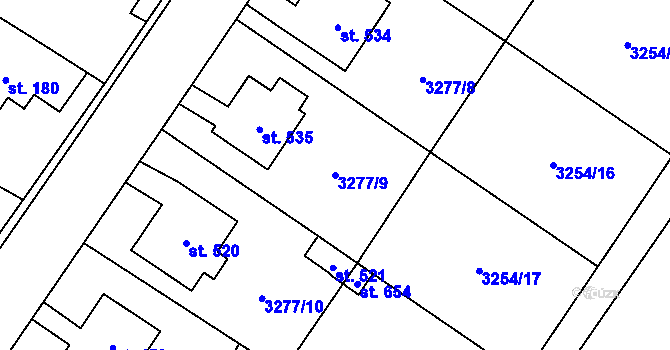 Parcela st. 3277/9 v KÚ Spálov, Katastrální mapa