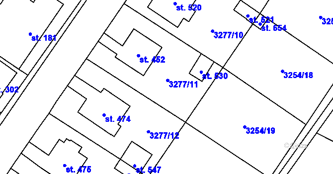 Parcela st. 3277/11 v KÚ Spálov, Katastrální mapa