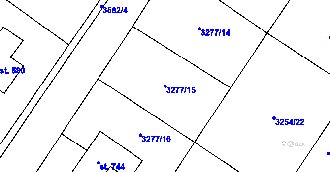Parcela st. 3277/15 v KÚ Spálov, Katastrální mapa