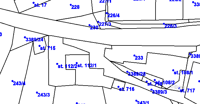 Parcela st. 3389/3 v KÚ Spálov, Katastrální mapa