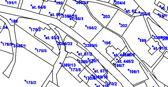 Parcela st. 3389/5 v KÚ Spálov, Katastrální mapa
