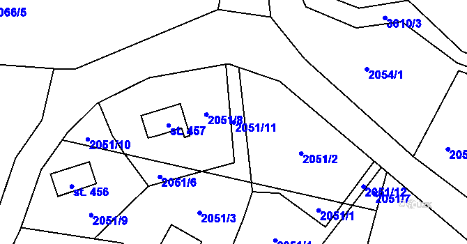 Parcela st. 2051/11 v KÚ Spálov, Katastrální mapa
