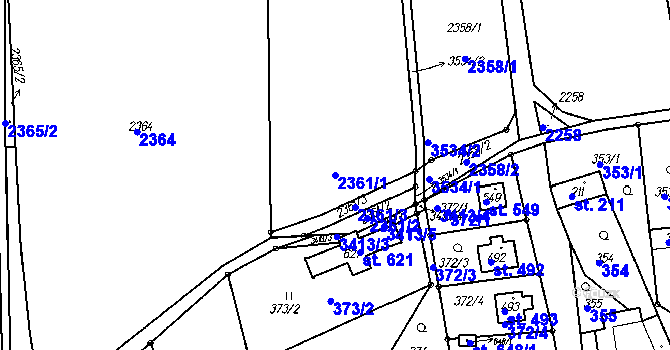 Parcela st. 2361/1 v KÚ Spálov, Katastrální mapa