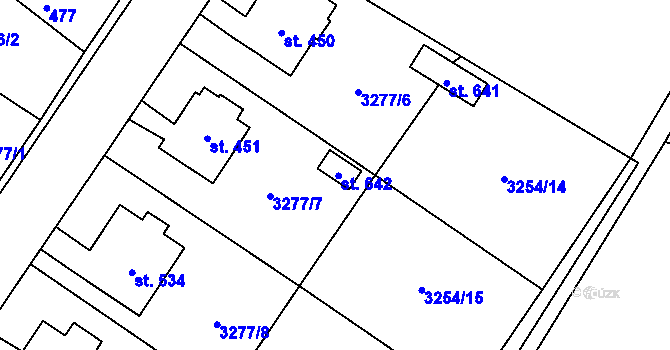 Parcela st. 642 v KÚ Spálov, Katastrální mapa