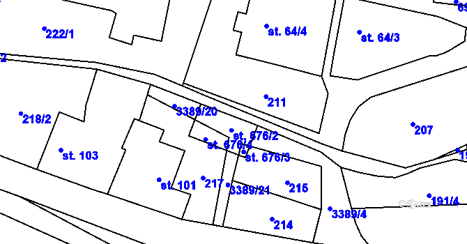 Parcela st. 676/1 v KÚ Spálov, Katastrální mapa
