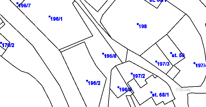 Parcela st. 196/8 v KÚ Spálov, Katastrální mapa