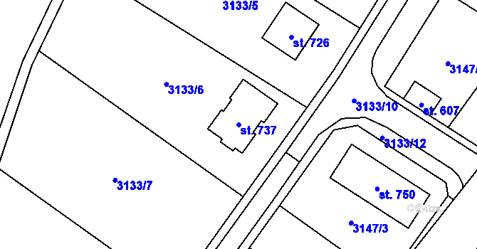 Parcela st. 737 v KÚ Spálov, Katastrální mapa