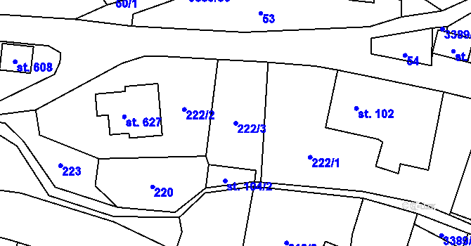 Parcela st. 222/3 v KÚ Spálov, Katastrální mapa