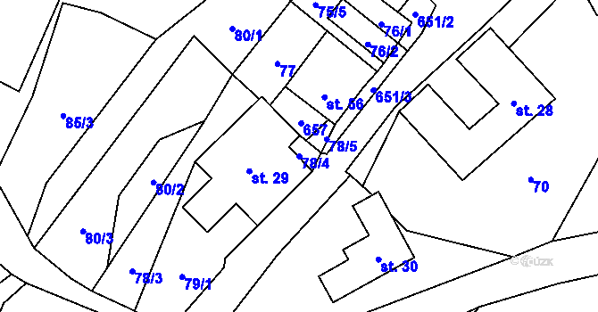 Parcela st. 78/4 v KÚ Spělkov, Katastrální mapa