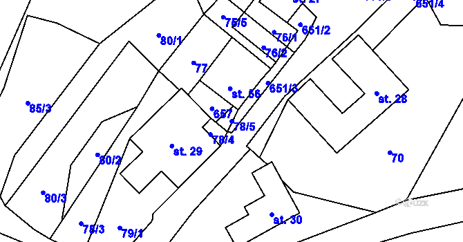 Parcela st. 78/5 v KÚ Spělkov, Katastrální mapa