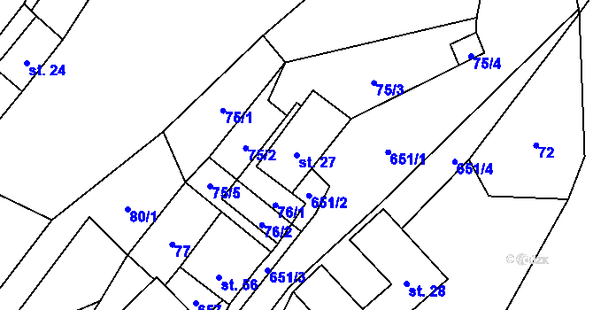 Parcela st. 27 v KÚ Spělkov, Katastrální mapa