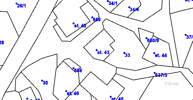 Parcela st. 43 v KÚ Spělkov, Katastrální mapa