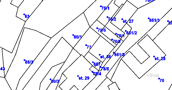 Parcela st. 77 v KÚ Spělkov, Katastrální mapa