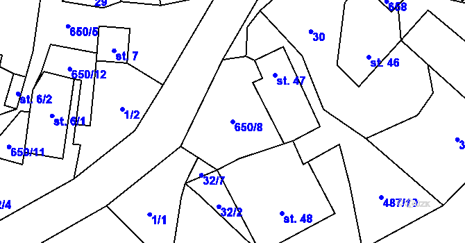 Parcela st. 650/8 v KÚ Spělkov, Katastrální mapa