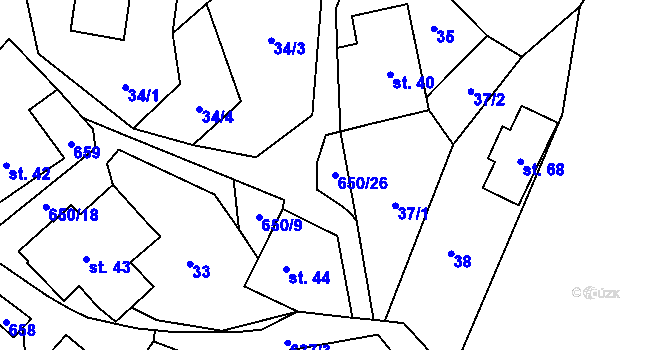 Parcela st. 650/26 v KÚ Spělkov, Katastrální mapa