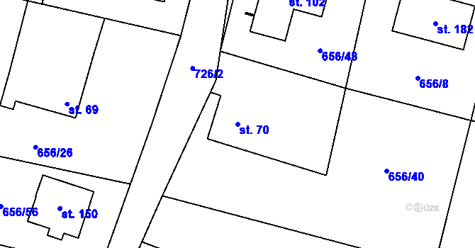 Parcela st. 70 v KÚ Spělov, Katastrální mapa