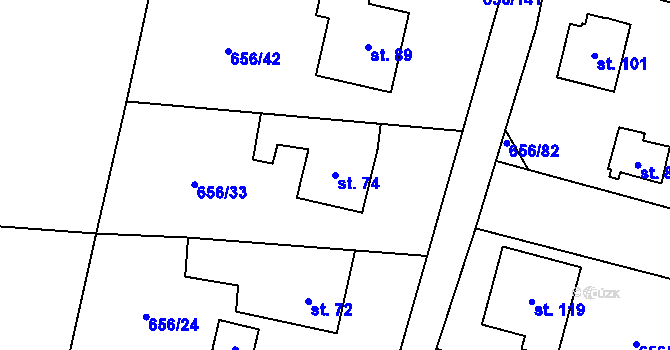 Parcela st. 74 v KÚ Spělov, Katastrální mapa
