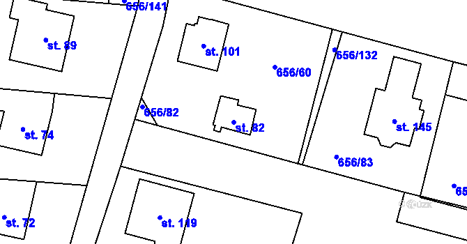Parcela st. 82 v KÚ Spělov, Katastrální mapa